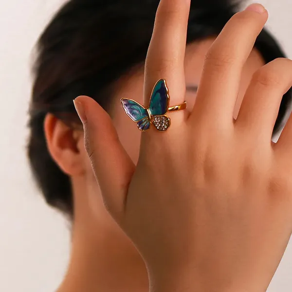 Gold_Zircon_Enamel_Butterfly_Rings_For_Women